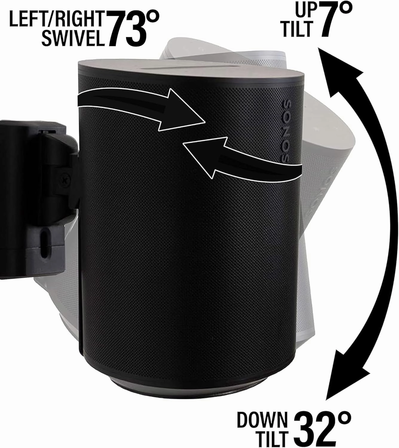 Sanus Speaker Wall Mounts for Sonos Era 100™ Pair - Swivel & Tilt Speaker Mount with Easy 15-Minute Install - Black, 2-Pack