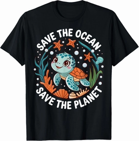 Save The Ocean Save The Planet Cute Sea Turtle T-Shirt