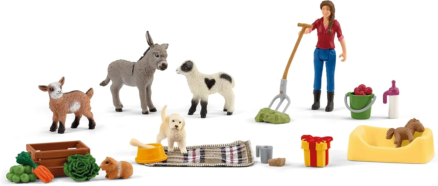 Schleich Farm World, Farm Animal Toys for Boys and Girls, Farm World Advent Calendar with 24 Surprise Toys