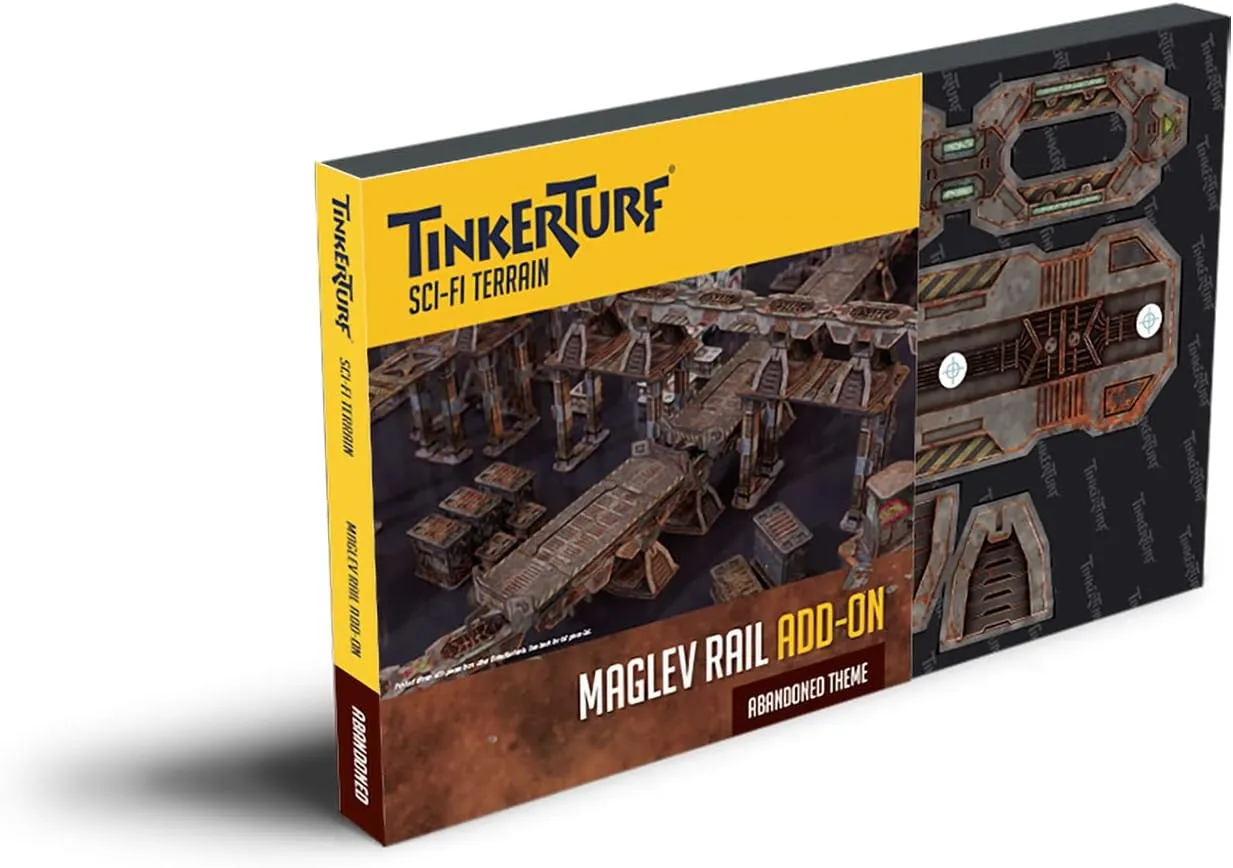 Sci-Fi Terrain: MagLev Rail Add-on, Abandoned Theme, Sturdy, Affordable, Great-Looking Full-Color Terrain, Quick and Easy to Assemble, Virtually Limitless Setups