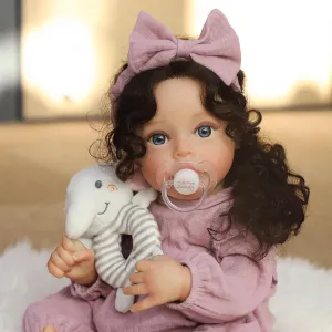 SCOM Lifelike Reborn Baby Dolls, 18 Inch Realistic Newborn Baby Girl Doll Cute Real Life Silicone Baby Doll with Soft Weighted Cloth Body Gift Accessories for 3  Year Old Girls Boys Toddlers Kids