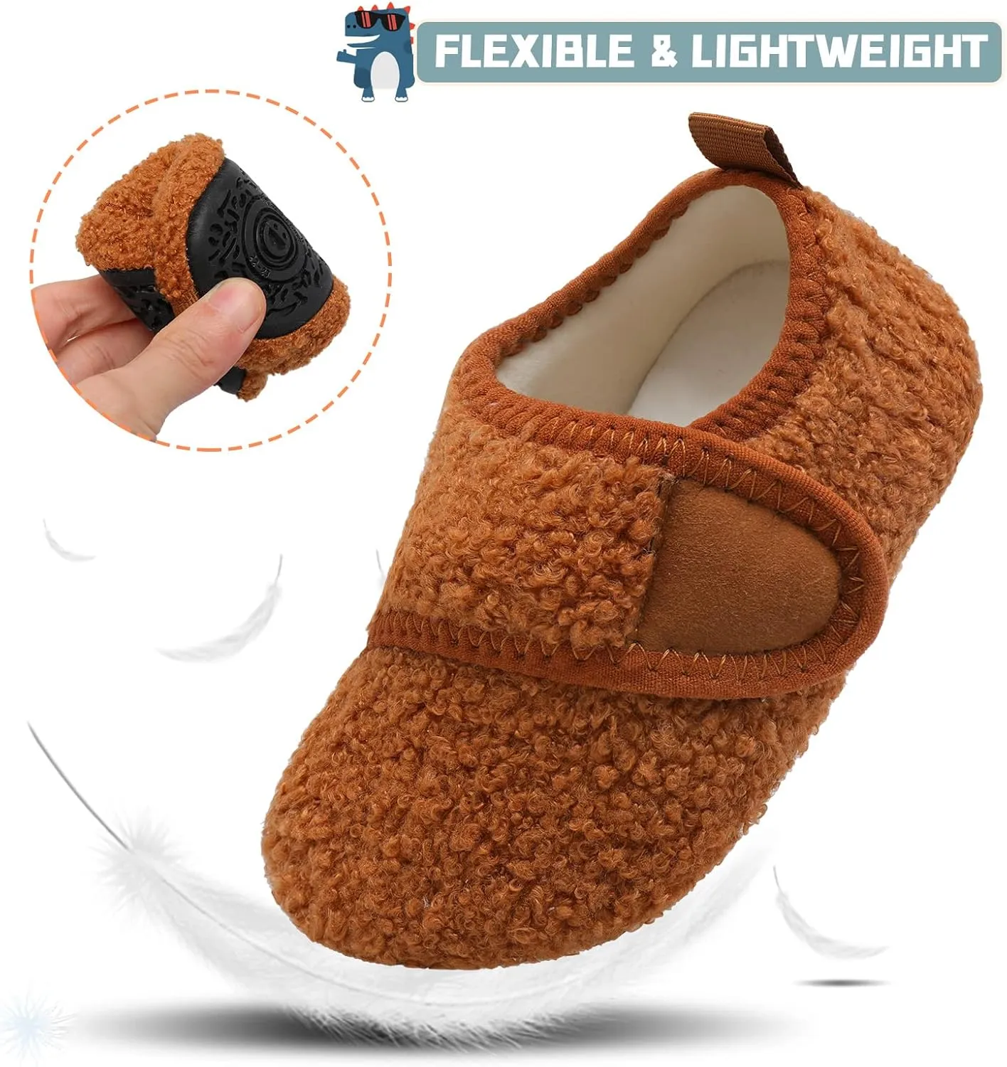 Scurtain Toddler Warm Winter House Slippers Baby Boys Girls Indoor Home Slippers Cozy Lightweight Non-Slip Shoes For Infant Kids Plush Linned