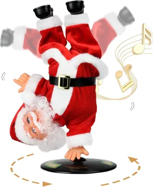 SdeNow Singing Dancing Santa Claus,Christmas Animatronics Musical Santa Claus Inverted Rotating Santa Animated Christmas Plush Toys Decorations Indoor for Kids