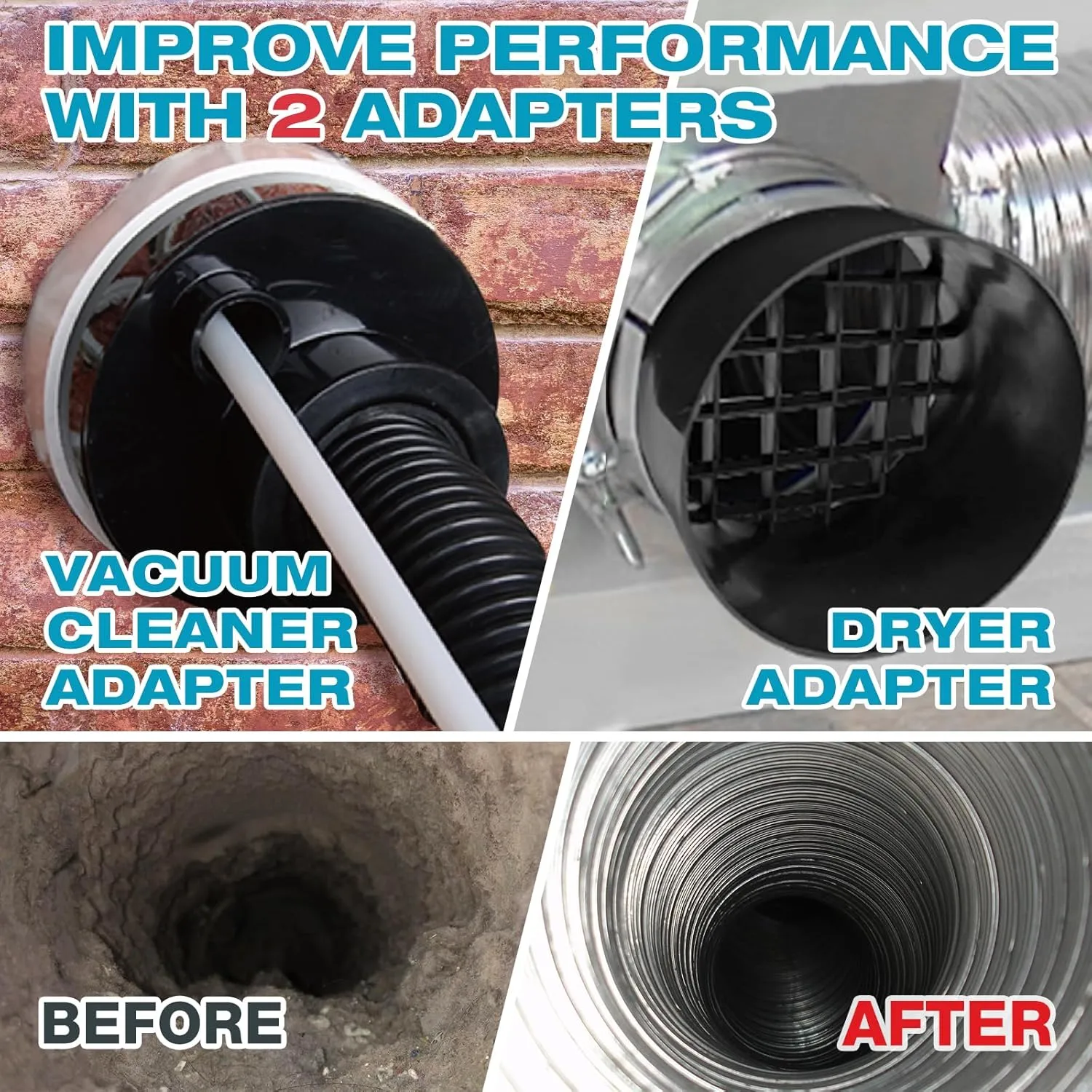 Sealegend 37-Piece Dryer Vent Cleaner Kit Omnidirectional Include 33Feet Dryer Vent Brush Blue Dryer Vacuum Attachment Lint Brush Vacuum&Dryer Adapter