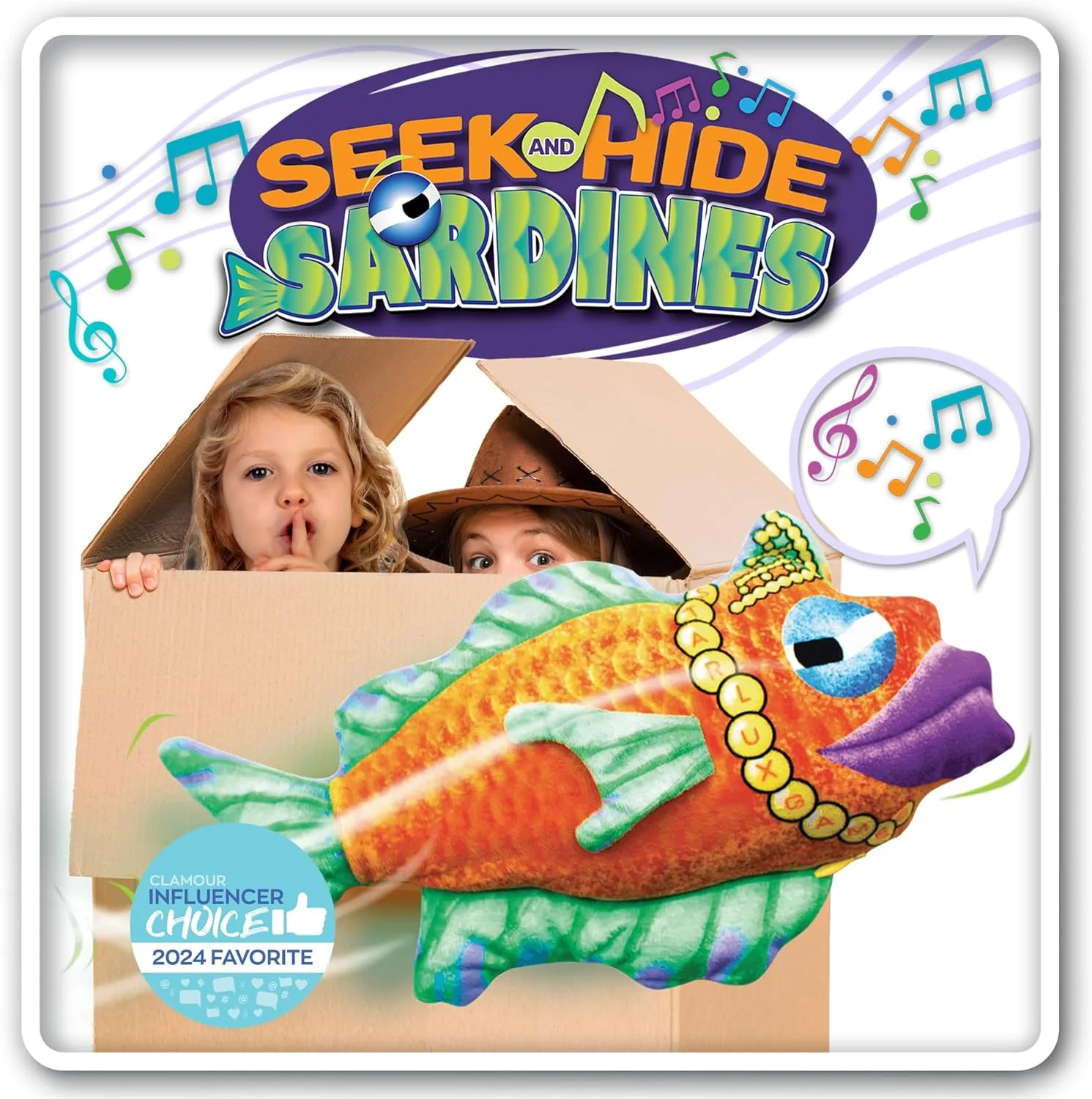 Seek and Hide Sardines - Hide as a Group with a Singing Fish! | Ages 5 , 4-16 Players | Hide and Seek Toys for Kids | Prank Gifts for Kids 8-12 | Family Group Gift | Prank Toys | Goofy and Silly!