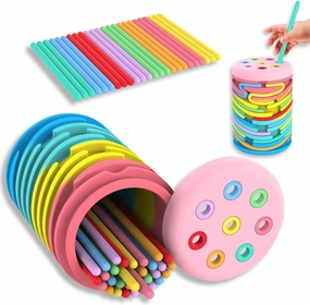 Sensory Activity Board Montessori Toys for 2-3 Year Old Kids,Learning Color Sorting Silicone Toys for Stress Relief,Calming,Focus,ADHD,Autism,18 Month Baby Boys Girls Gifts with 24 Strings