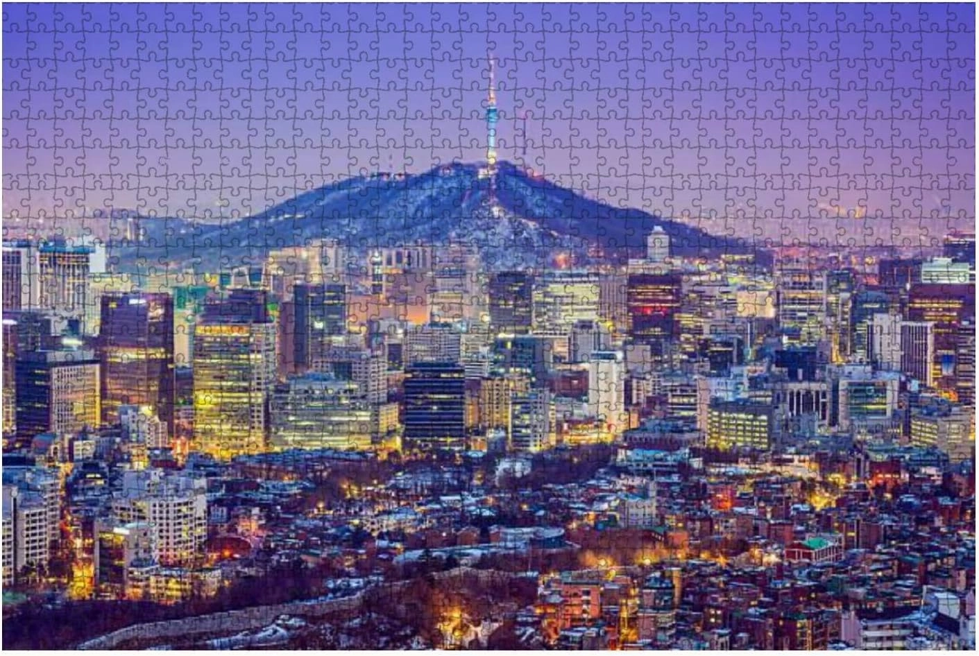 Seoul, South Korea Skyline Night Skylines and Pictures 1000 Piece Jigsaw Puzzle Game - Colorful Large Puzzles Artwork for Adults Teens Puzzle Game Toy Gift