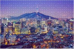 Seoul, South Korea Skyline Night Skylines and Pictures 1000 Piece Jigsaw Puzzle Game - Colorful Large Puzzles Artwork for Adults Teens Puzzle Game Toy Gift