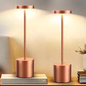 Set of 2 Cordless Rechargeable Table Lamps, Portable LED Desk Lamp, 5000mAh Battery Powered, 3 Color Dimmable Lighting for Bedroom, Dining, Restaurant, Patio, Outdoor
