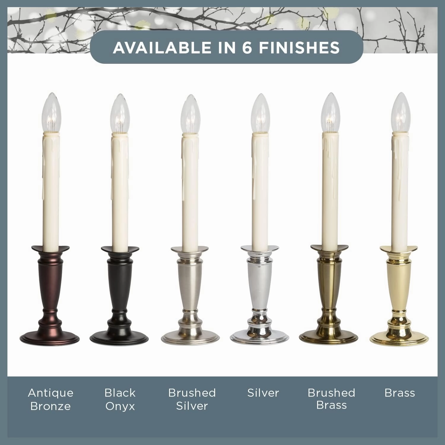 Set of 4 Battery Operated Window Candles with Remote Control - (Black Onyx)