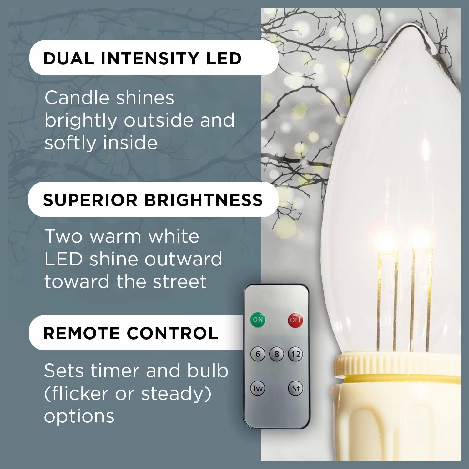 Set of 4 Battery Operated Window Candles with Remote Control - (Black Onyx)