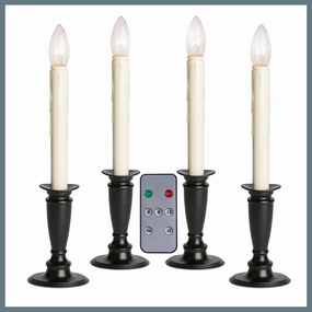 Set of 4 Battery Operated Window Candles with Remote Control - (Black Onyx)