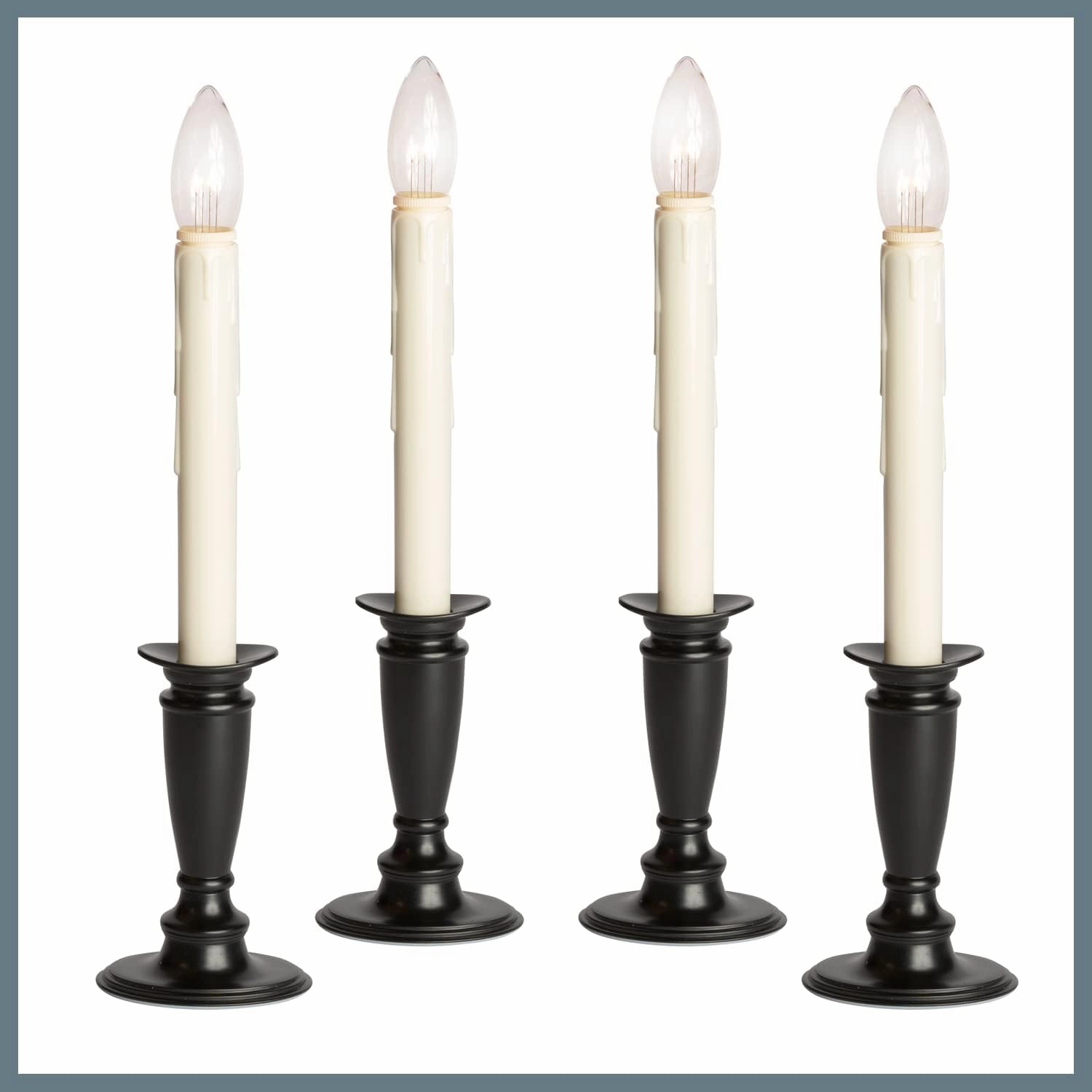 Set of 4 Battery Operated Window Candles with Remote Control - (Black Onyx)