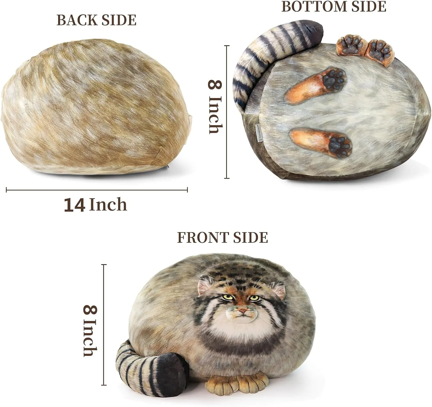Sew Butiful Steppe Cat Plush 35cm/14inch Pallas Cat Stuffed Animal, Cute Plushies for Girls, Soft Plush Pillow, Throw Pillow Doll Decoration Doll Birthday Gift for Kids Boys Party