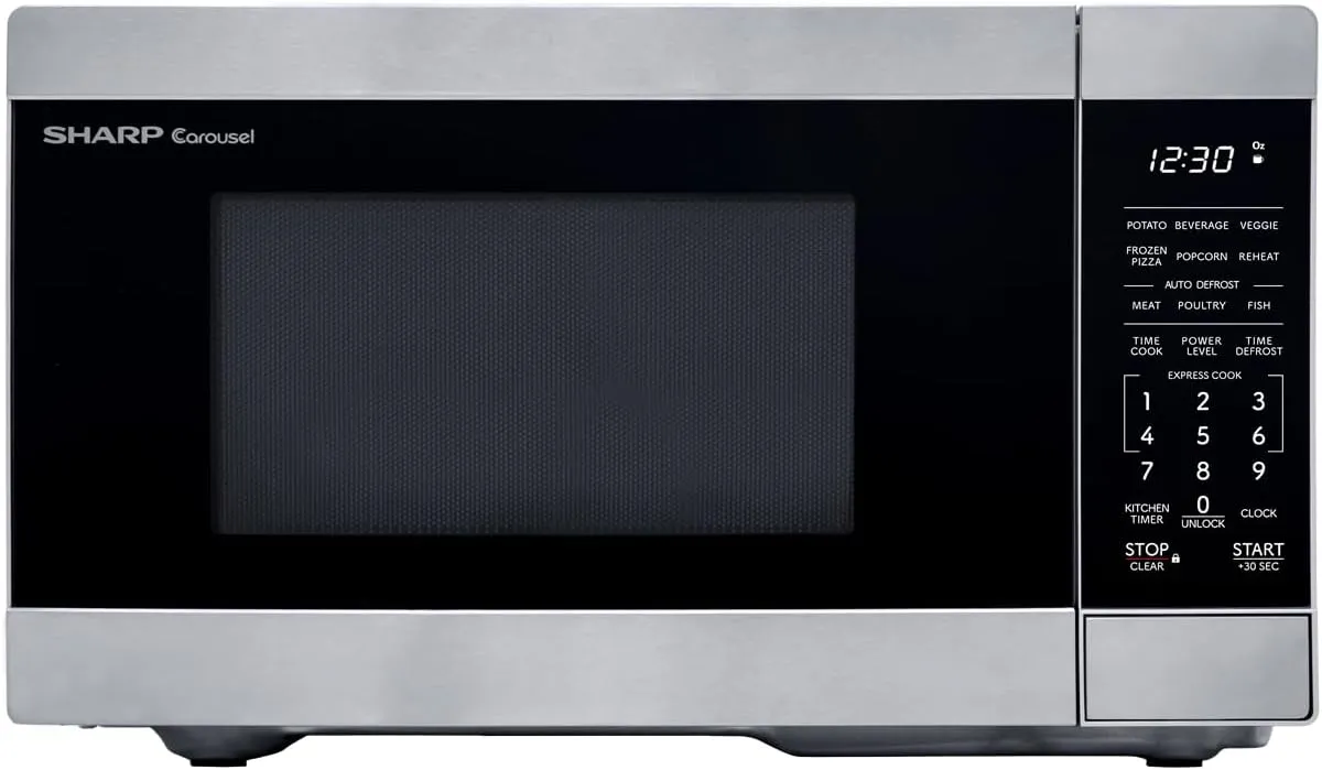 SHARP ZSMC0962KS Countertop Microwave Oven with Removable 10.6" Carousel Turntable, 0.9 Cubic Feet, 900 Watt CuFt, Stainless Steel