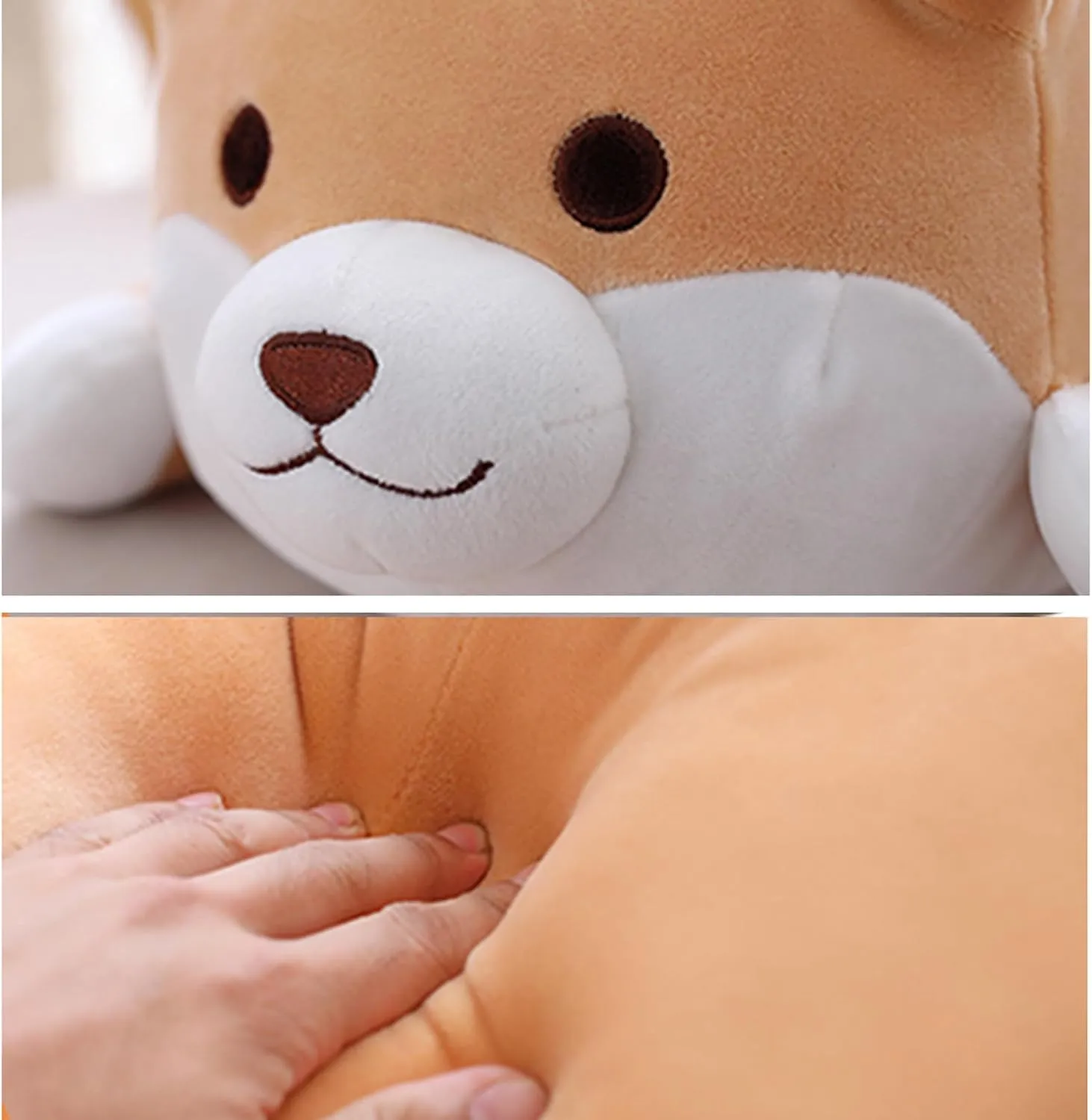 Shiba Inu Dog Plush Pillow, Cute Corgi Akita Stuffed Animals Doll Toy Gifts for Valentine's Gift, Christmas,Sofa Chair, Brown Round Eye, 22.8"