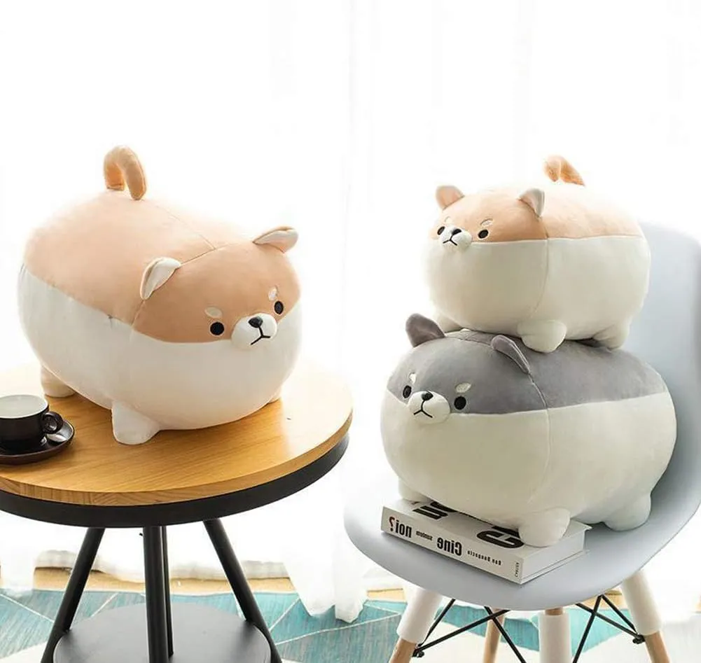Shiba Inu Dog Plush Pillow,Cute Corgi Stuffed Animal Toy Doll Gifts for Valentine,Christmas (Brown, 15.7 inch)
