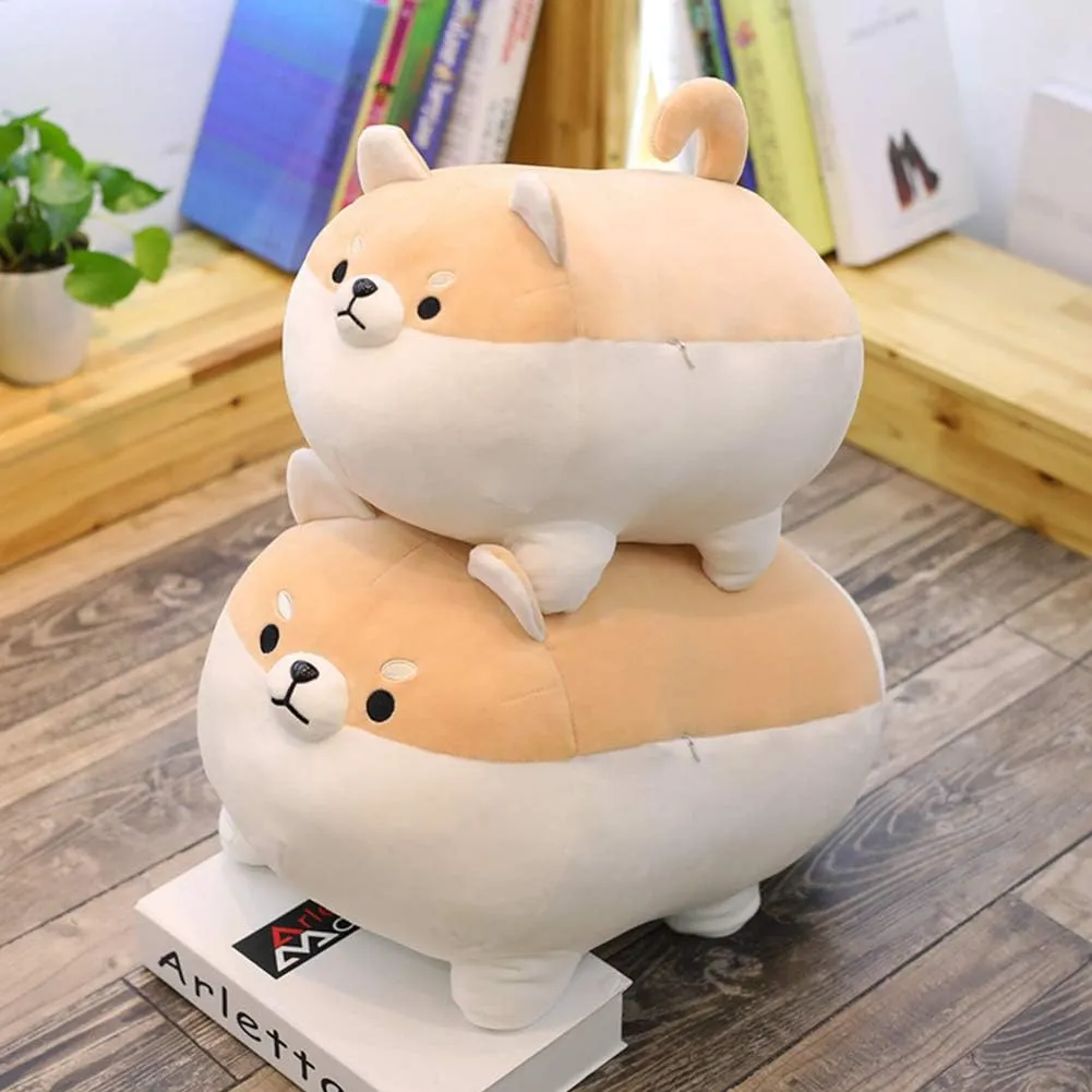 Shiba Inu Dog Plush Pillow,Cute Corgi Stuffed Animal Toy Doll Gifts for Valentine,Christmas (Brown, 15.7 inch)