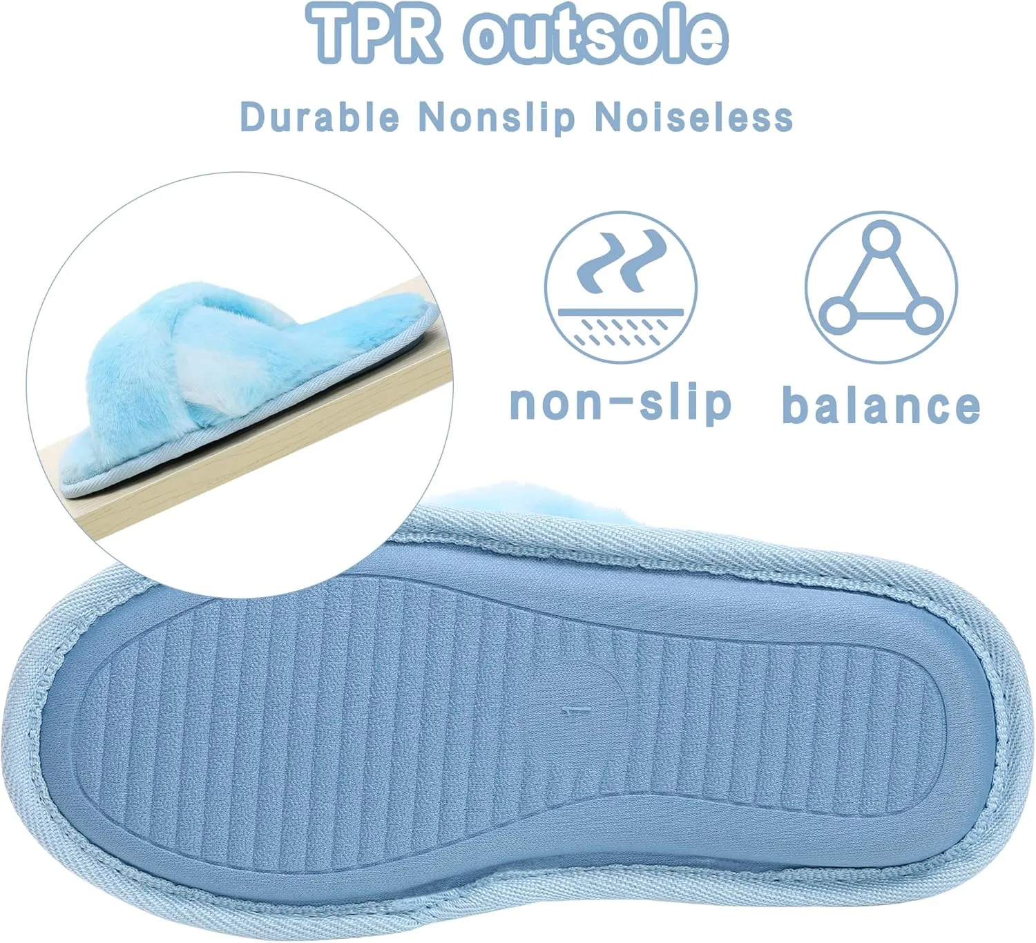 Shoeslocker Girls Cross Band Open Toe Tie Dye Plush House Slippers Nonslip Casual Slippers