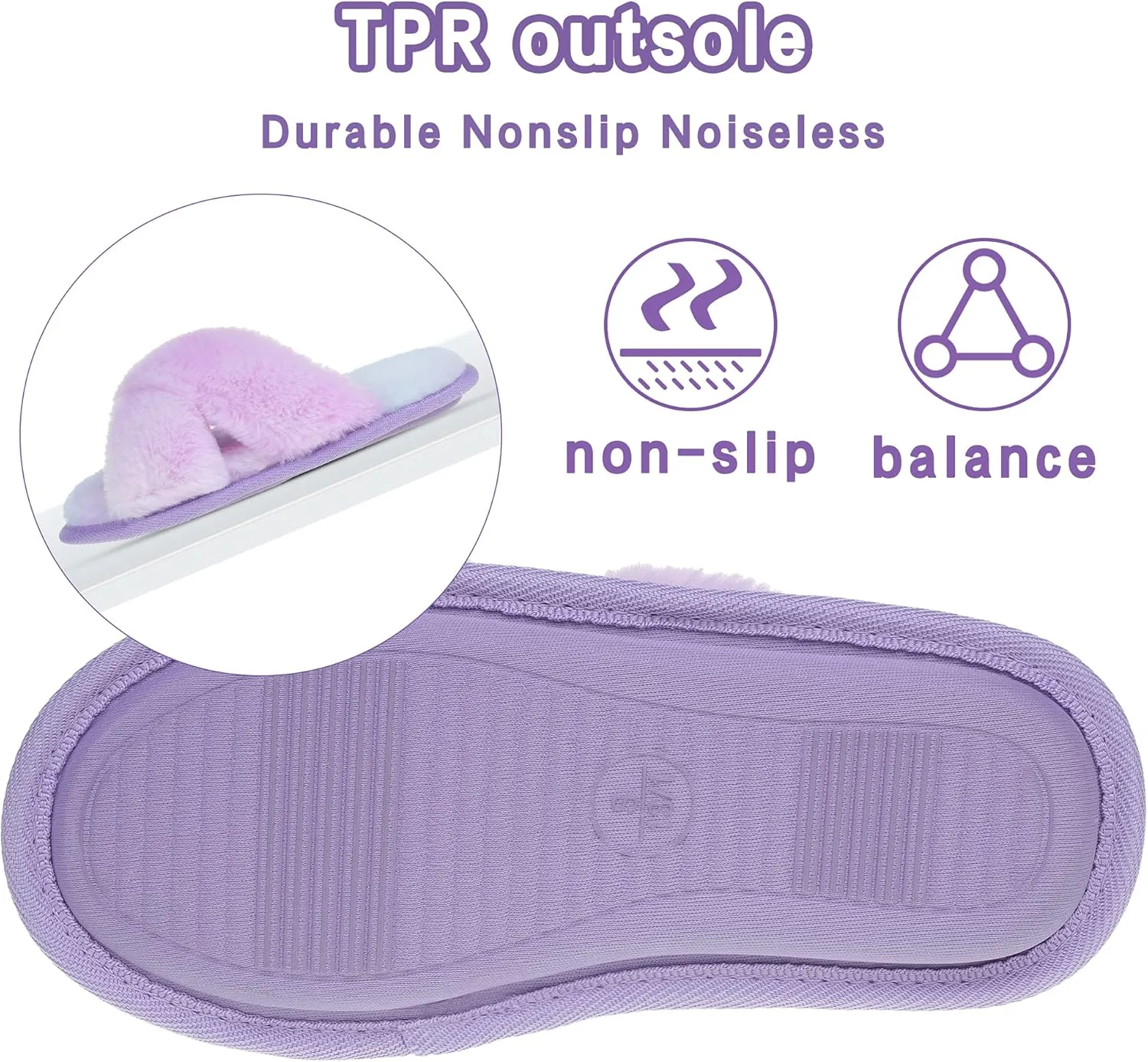 Shoeslocker Girls Cross Band Open Toe Tie Dye Plush House Slippers Nonslip Casual Slippers