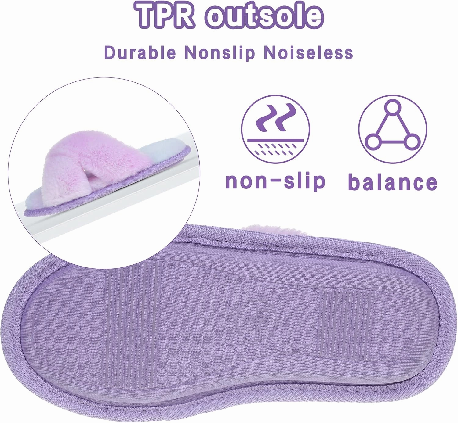 Shoeslocker Girls Cross Band Open Toe Tie Dye Plush House Slippers Nonslip Casual Slippers