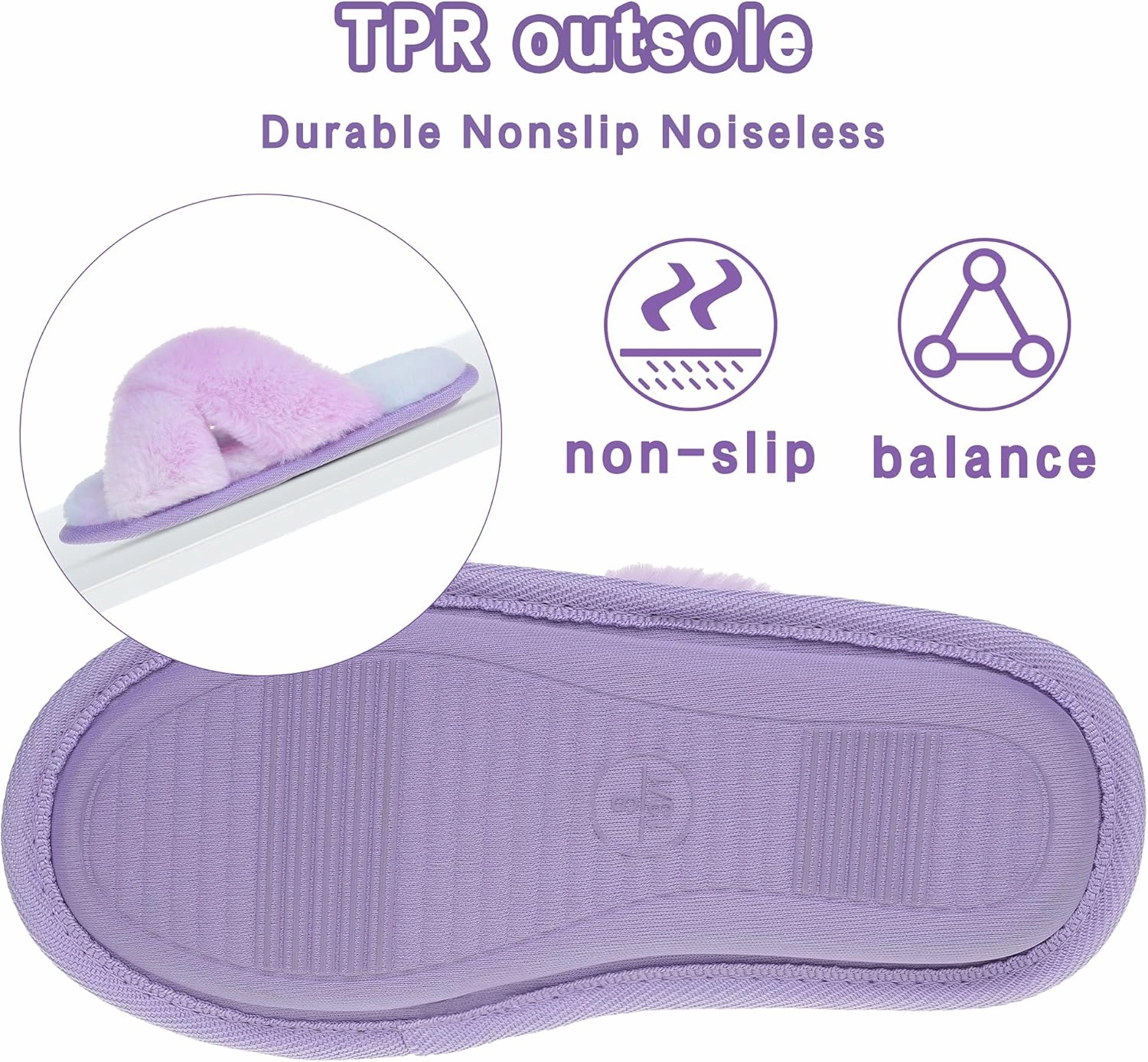 Shoeslocker Girls Cross Band Open Toe Tie Dye Plush House Slippers Nonslip Casual Slippers