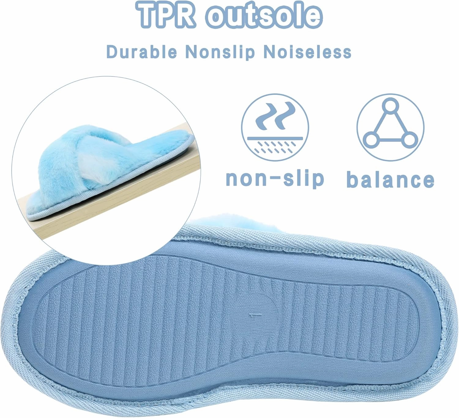 Shoeslocker Girls Cross Band Open Toe Tie Dye Plush House Slippers Nonslip Casual Slippers