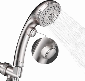 Shower Head, High Pressure 6 Setting Shower Head Hand-Held with ON/OFF Switch and Spa Spray Mode - Shower Heads with Handheld Spray High Pressure - Brushed Nickel