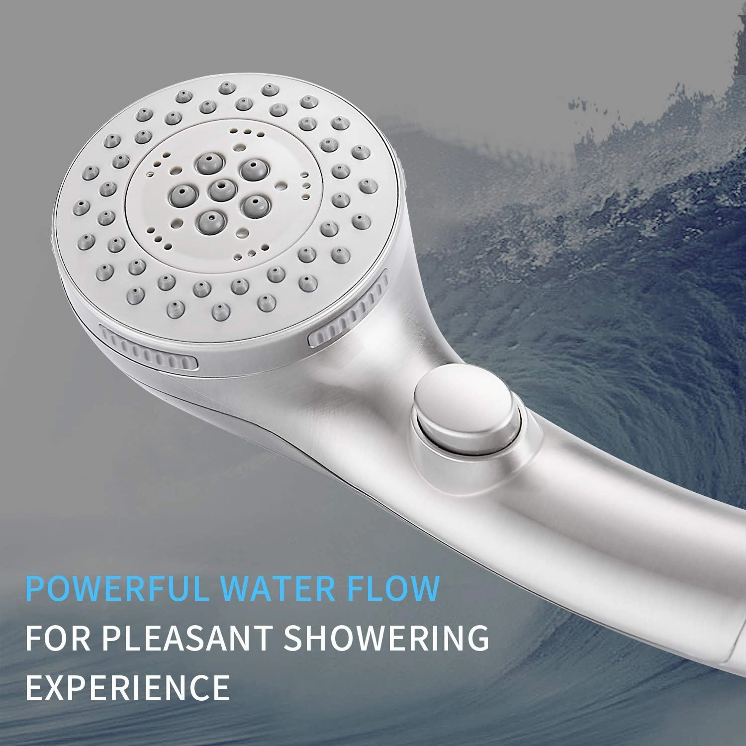 Shower Head, High Pressure 6 Setting Shower Head Hand-Held with ON/OFF Switch and Spa Spray Mode - Shower Heads with Handheld Spray High Pressure - Brushed Nickel
