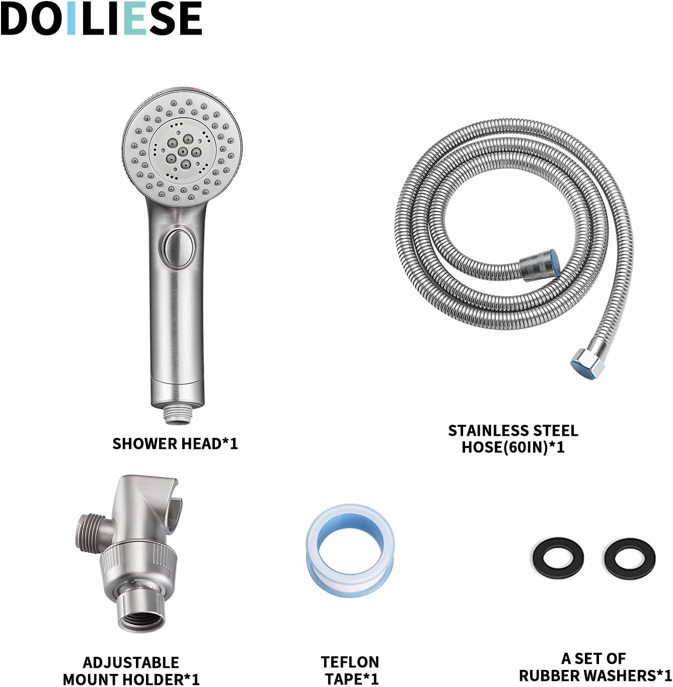 Shower Head, High Pressure 6 Setting Shower Head Hand-Held with ON/OFF Switch and Spa Spray Mode - Shower Heads with Handheld Spray High Pressure - Brushed Nickel