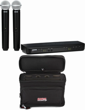 Shure BLX288/SM58 Dual Channel Wireless Microphone System with Two Handheld SM58 Mics, Durable Storage Bag, Professional Audio Performance, Ideal for Live Performances, Presentations, and Events
