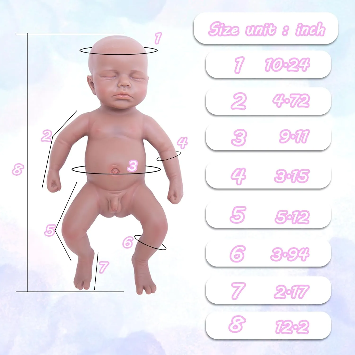 Silicone Reborn Baby Doll Full Silicone Baby Doll Realistic 1:1 Reduction Lifelike Reborn Baby Dolls Silicone Full Body Feeding Toy Gift for Kids