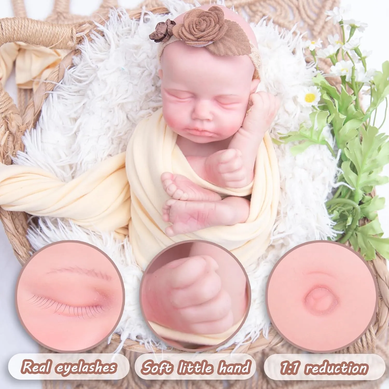 Silicone Reborn Baby Doll Full Silicone Baby Doll Realistic 1:1 Reduction Lifelike Reborn Baby Dolls Silicone Full Body Feeding Toy Gift for Kids