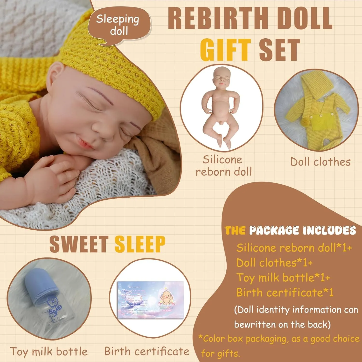 Silicone Reborn Baby Doll Full Silicone Baby Doll Realistic 1:1 Reduction Lifelike Reborn Baby Dolls Silicone Full Body Feeding Toy Gift for Kids