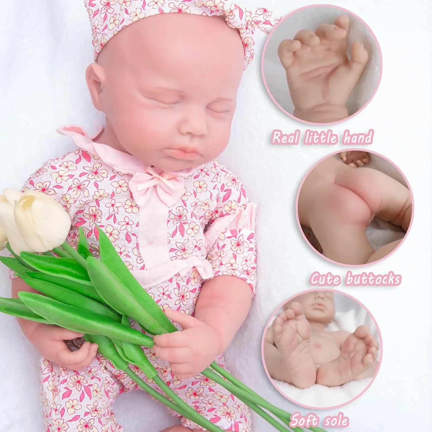 Silicone Reborn Baby Doll Realistic 1:1 Reduction Lifelike Reborn Baby Dolls Silicone Full Body Feeding Toy Gift for Kids, Zora-ivory White