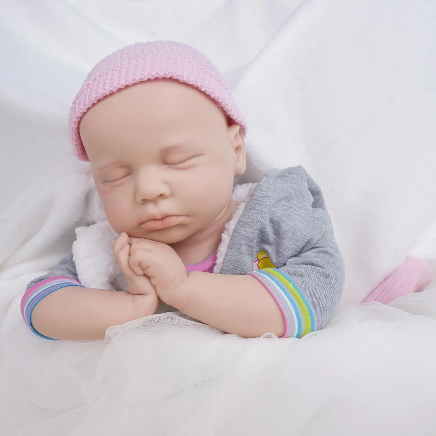 Silicone Reborn Baby Doll Realistic 1:1 Reduction Lifelike Reborn Baby Dolls Silicone Full Body Feeding Toy Gift for Kids, Zora-ivory White