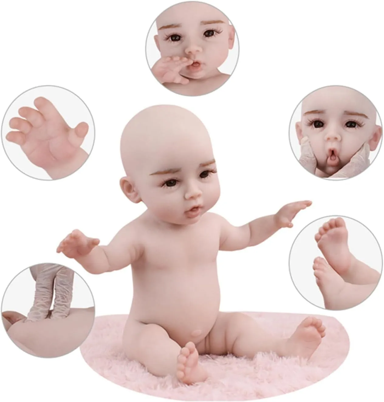 Silicone Reborn Baby Dolls Girl 18.5 inch Full Body Doll Life Size (18.5 inch Ivory)
