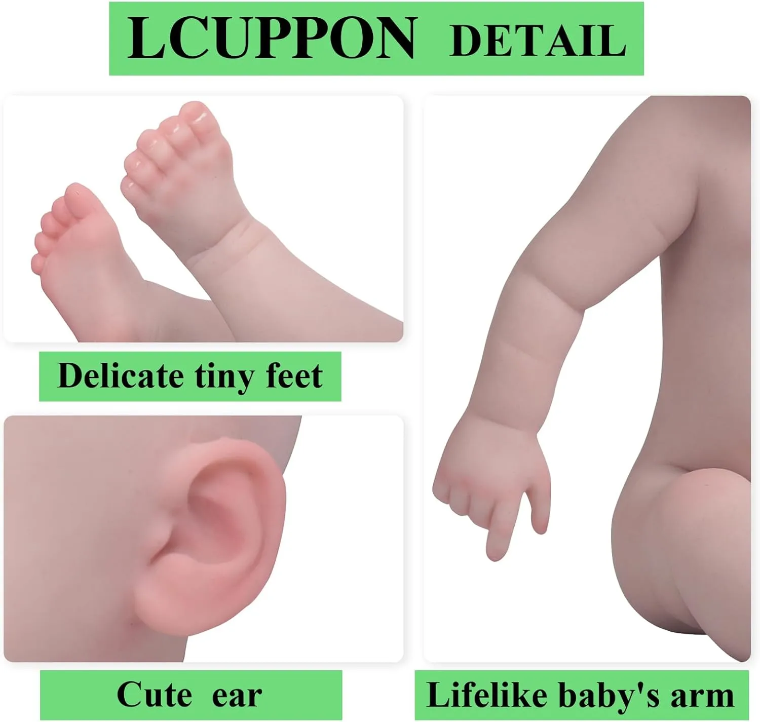 Silicone Reborn Baby Dolls Girl 18.5 inch Full Body Doll Life Size (18.5 inch Ivory)
