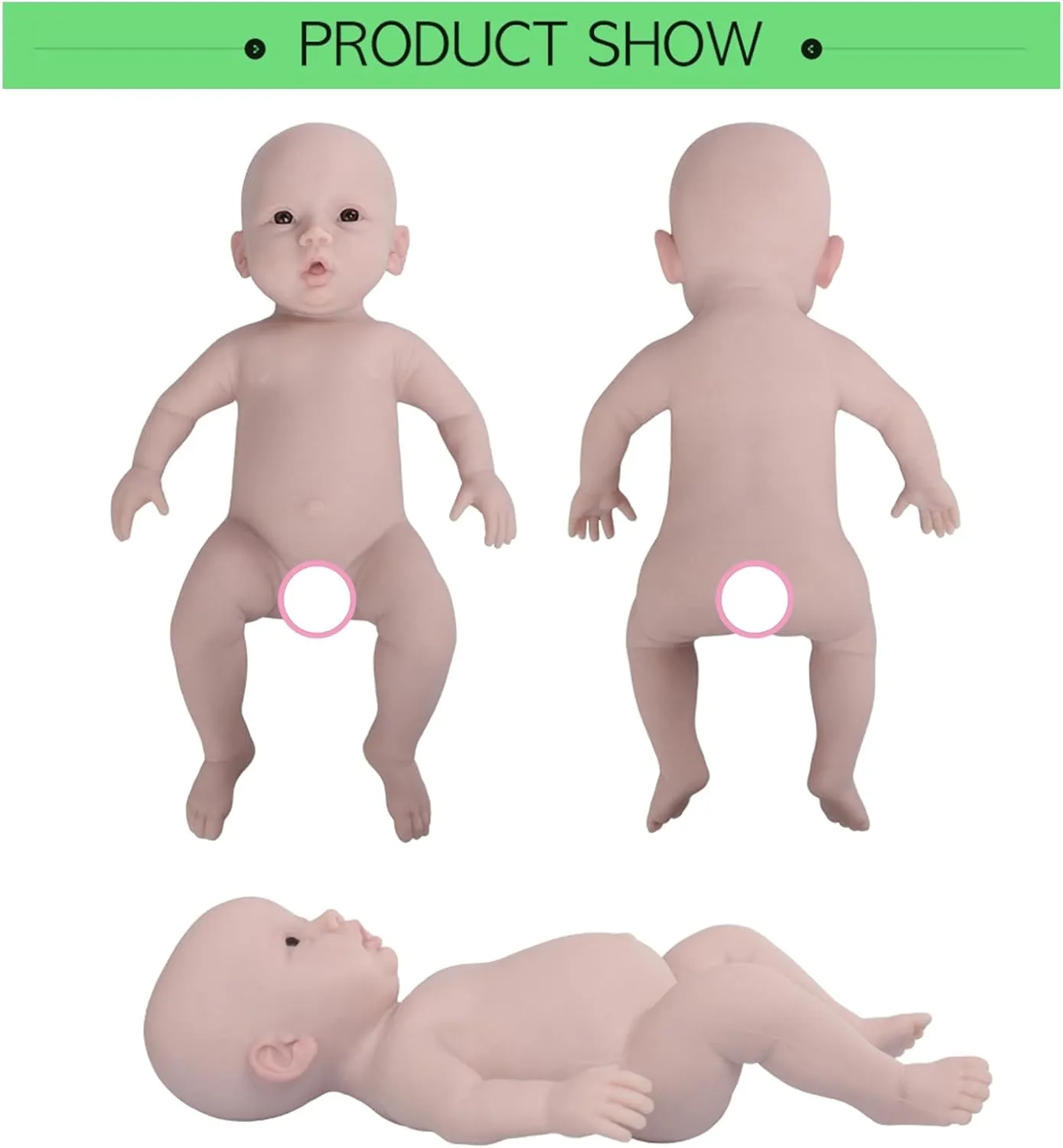 Silicone Reborn Baby Dolls Girl 18.5 inch Full Body Doll Life Size (18.5 inch Ivory)