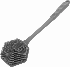 Silicone Bath Brush with Long Handle Dual Sided Exfoliating and Massaging Scrubber for Body Cleansing Travel Friendly Design for Easy Skin Care Anywhere