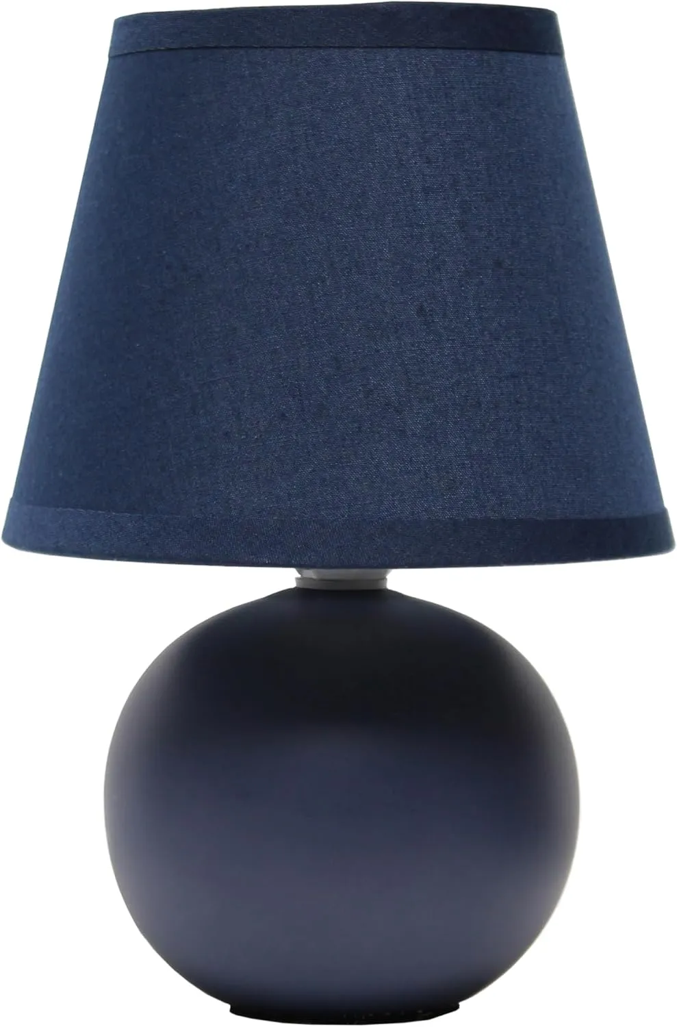 Simple Designs LT1196-BLU-2PK 8.66" 2-Pack Chic Little Globe Ceramic Table Lamp Set with Matching Tapered Shade, for Living Room, Bedroom, Office, Blue