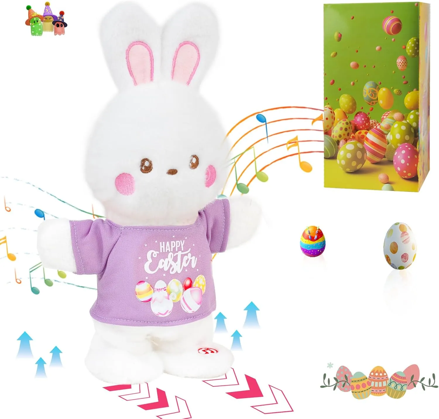 Singing Stuffed Animal Walking Bunny Easter Gifts Electric Musical Bunny Singing Bunny Plush Toys Jumpping Bunny The Rabbit Stuffed Aniamls is Wearing Easter Christmas Halloween T-Shirt, 11"