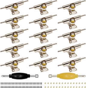 SIXPOINTS 109 Pieces DIY Fingerboard Making Kit -15x 30mm Trucks,60x Screws,30x Nuts,2X Spanner Tool,2X Professional Screw Driver,Compatible with Most Finger Board Trucks Repair Replace Tool