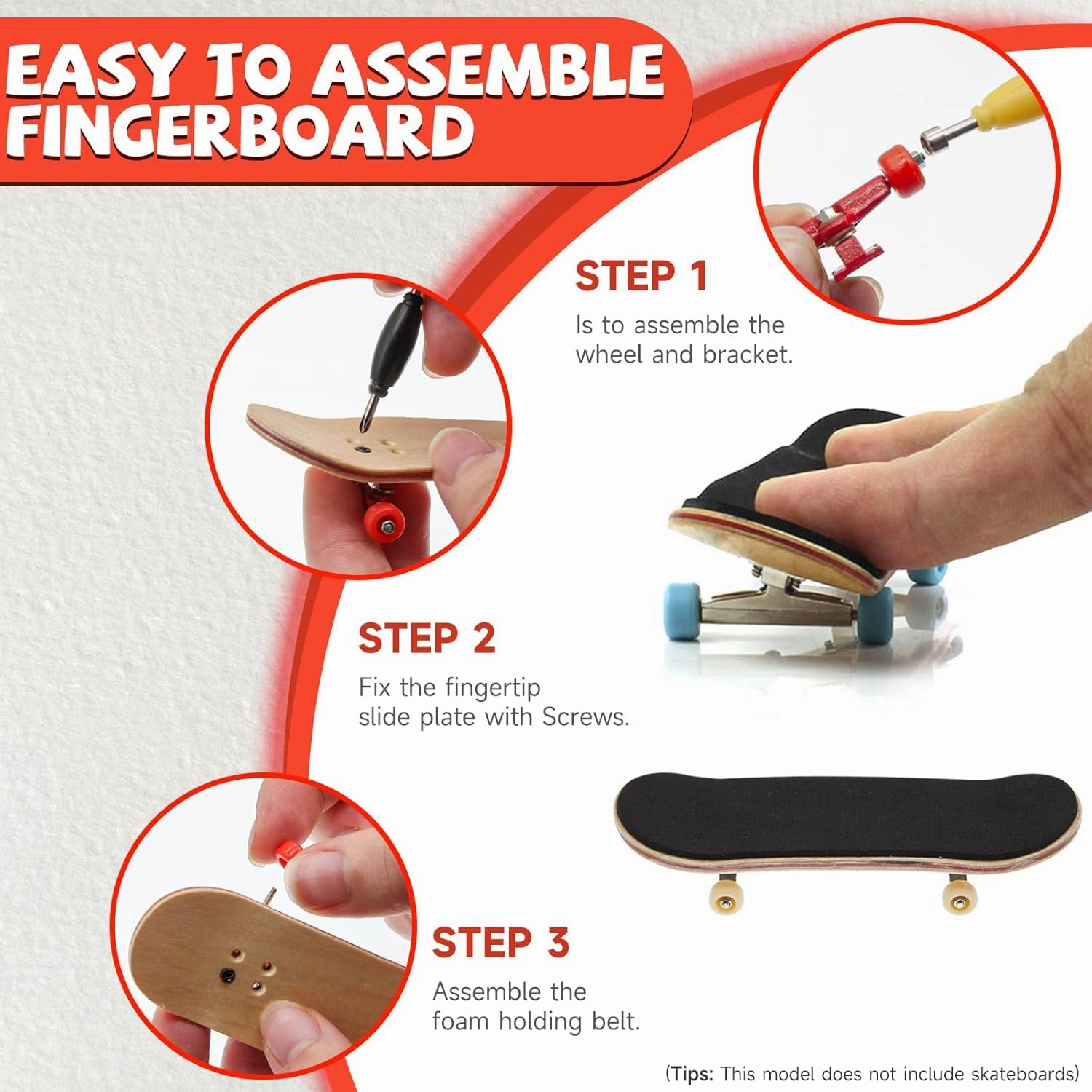 SIXPOINTS 109 Pieces DIY Fingerboard Making Kit -15x 30mm Trucks,60x Screws,30x Nuts,2X Spanner Tool,2X Professional Screw Driver,Compatible with Most Finger Board Trucks Repair Replace Tool