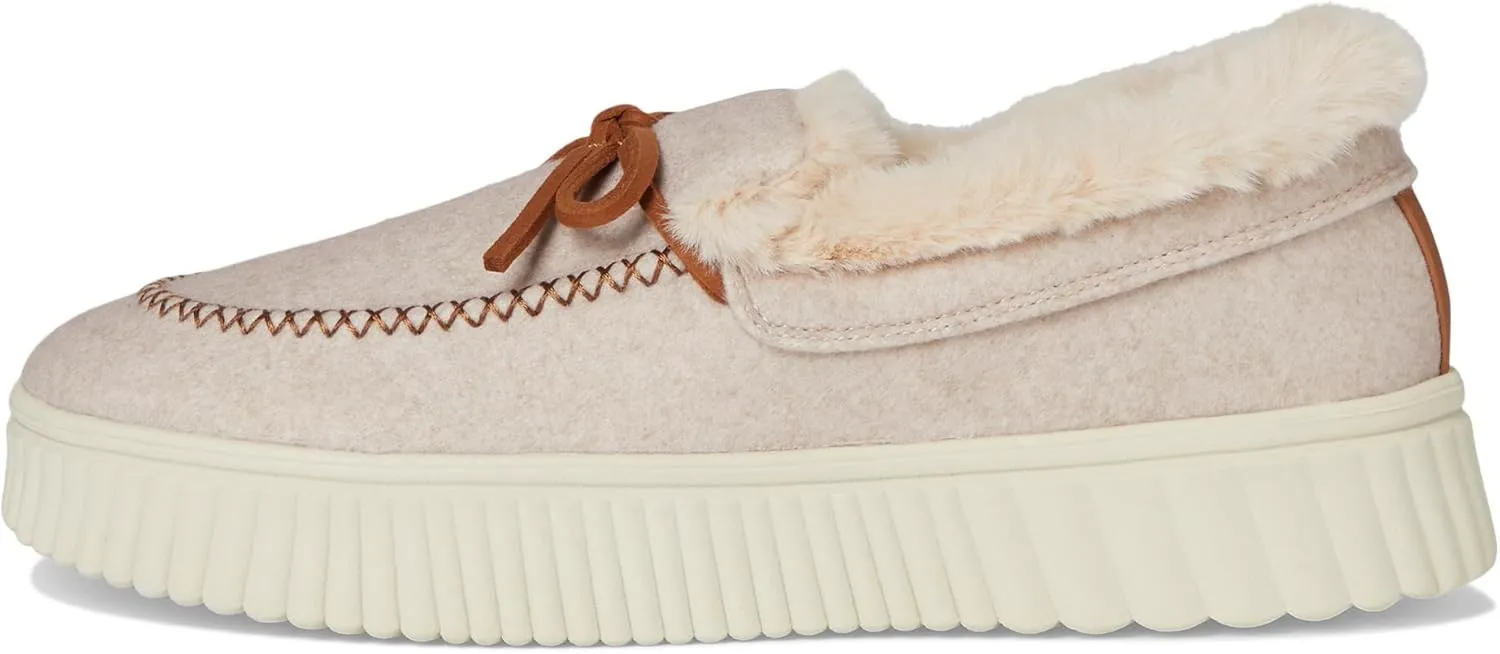 Skechers Women's Cozy Ojai Faux Wool Moccasin Slippers with Memory Foam