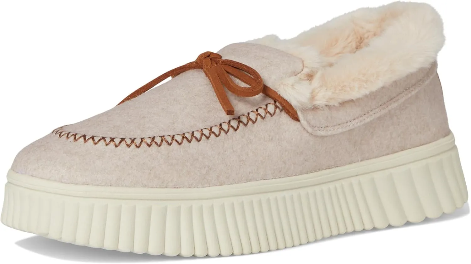 Skechers Women's Cozy Ojai Faux Wool Moccasin Slippers with Memory Foam