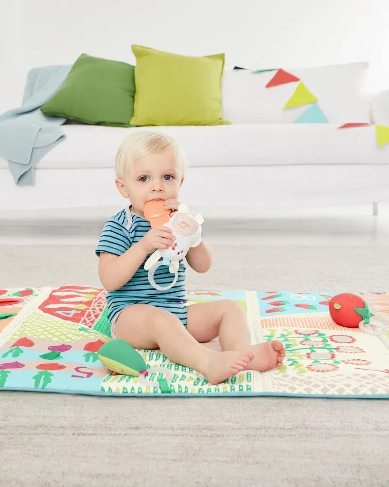 Skip Hop Tummy Time Mat, 3-in-1 Activity Baby Play Gym, Age 0 , Farmstand Grow & Play, Green