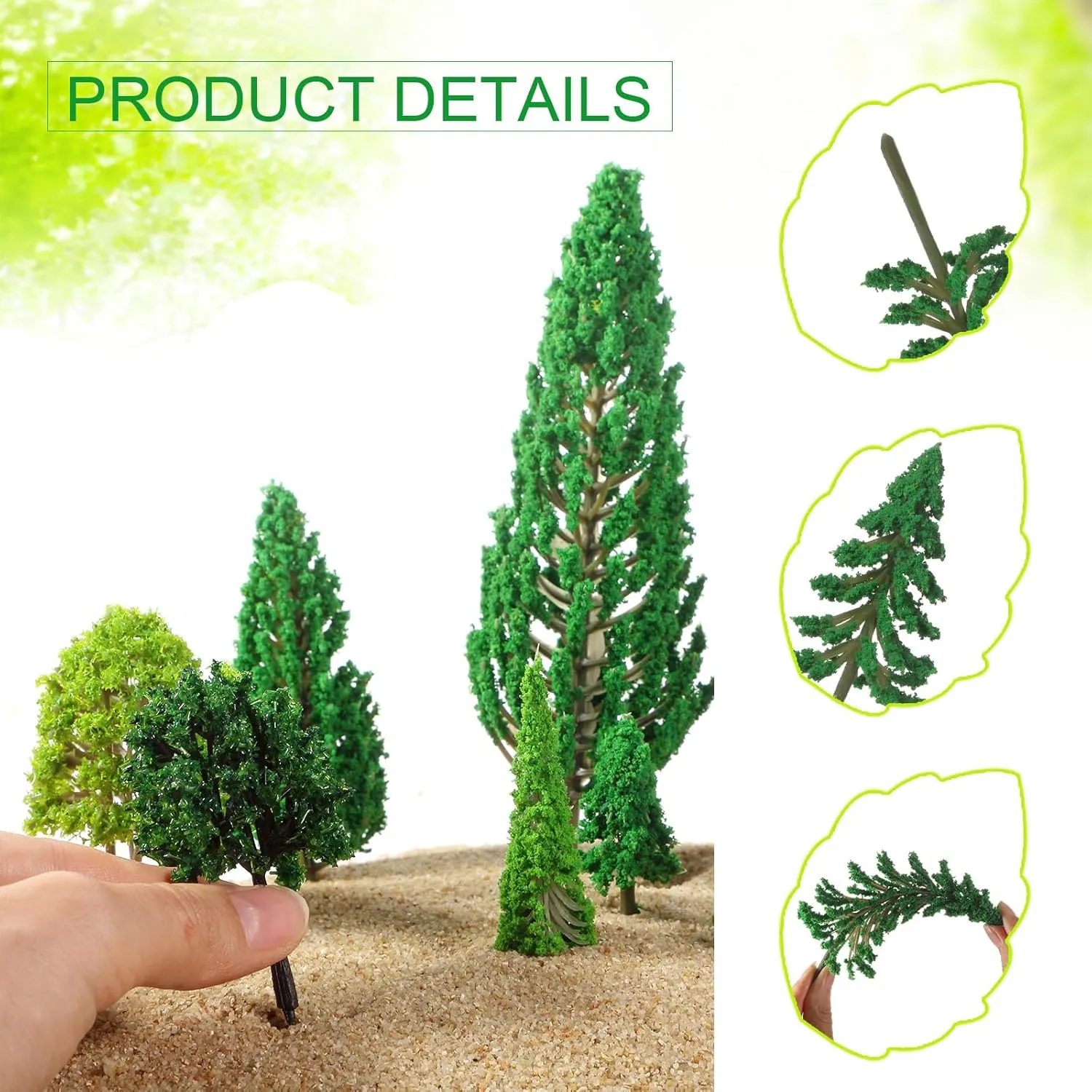 Skylety 35 Pieces Model Trees 1.2-6.3 Inch Mixed Miniature Toy Trees Diorama Supplies Fake Plants For Train Scenery Architecture Diy Crafts, Building Model Scenery Landscape Natural Green