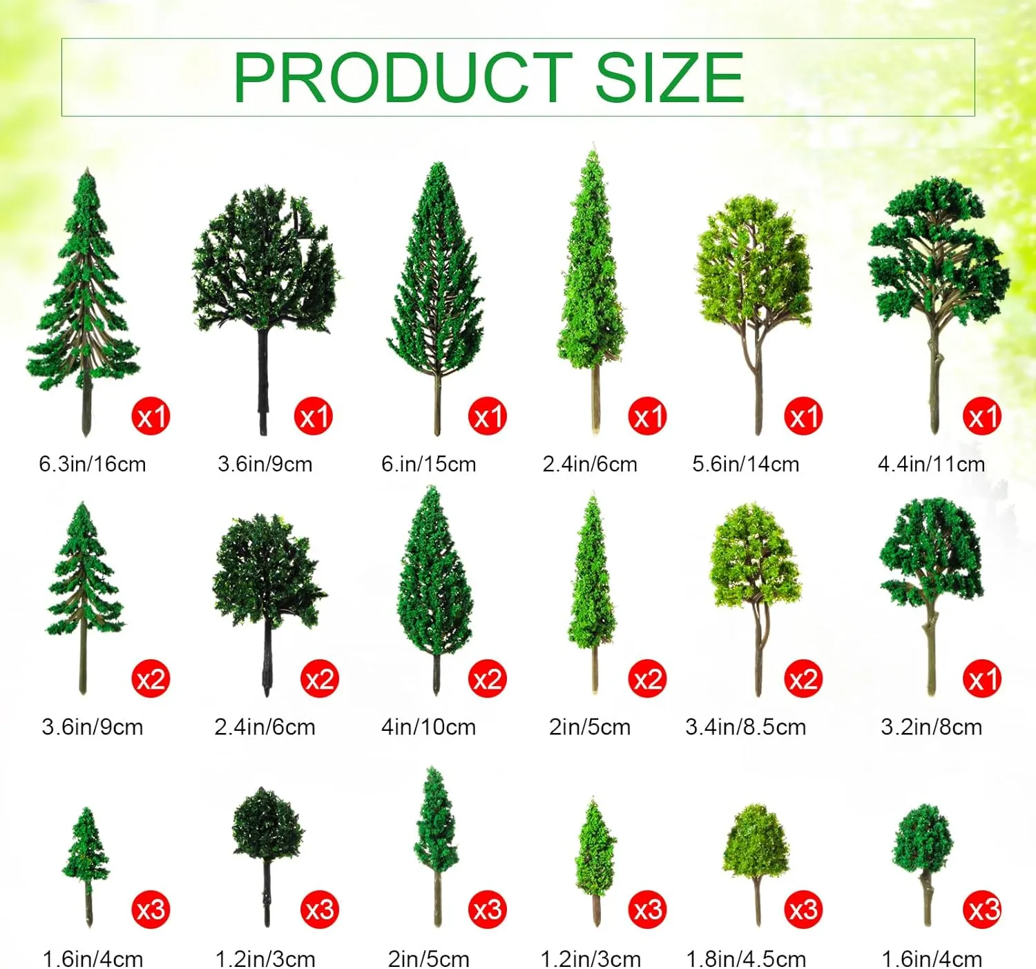 Skylety 35 Pieces Model Trees 1.2-6.3 Inch Mixed Miniature Toy Trees Diorama Supplies Fake Plants For Train Scenery Architecture Diy Crafts, Building Model Scenery Landscape Natural Green