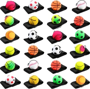 Skylety Wrist Return Ball Rubber Sport Ball with Strap and String Rebound Bouncy Balls Toy on Elastic String Toy for Teens Adults Wrist Exercise Play